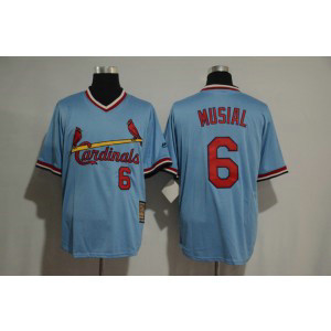 MLB Cardinals 6 Stan Musial Light Blue Cooperstown Throwback Men Jersey