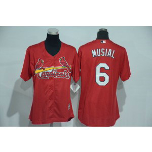 MLB Cardinals 6 Stan Musial Red Women Jersey