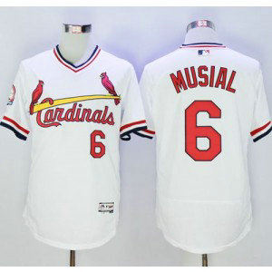MLB Cardinals 6 Stan Musial White Flexbase Cooperstown Men Jersey