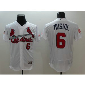 MLB Cardinals 6 Stan Musial White Stars and Stripes Flexbase Men Jersey