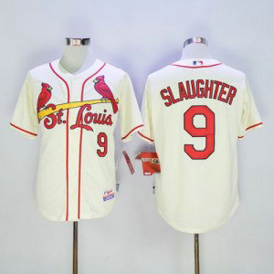 MLB Cardinals 9 Enos Slaughter Cream Cool Base Men Jersey