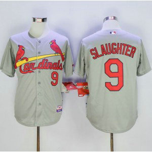 MLB Cardinals 9 Enos Slaughter Grey Cool Base Men Jersey