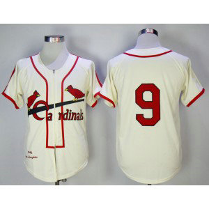 MLB Cardinals 9 Roger Maris Cream 1946 Mitchell & Ness Throwback Men Jersey