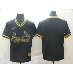 MLB Cardinals Blank Black Gold Nike Cooperstown Legend V Neck Men Jersey