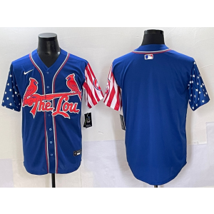 MLB Cardinals Blank Blue USA Flag Nike Cool Base Men Jersey
