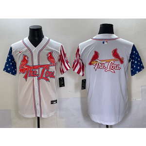 MLB Cardinals Blank White USA Flag Nike Cool Base Men Jersey