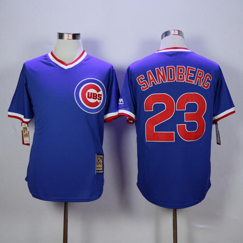 MLB Chicago Cubs #23 Ryne Sandberg Blue Throwback Jersey
