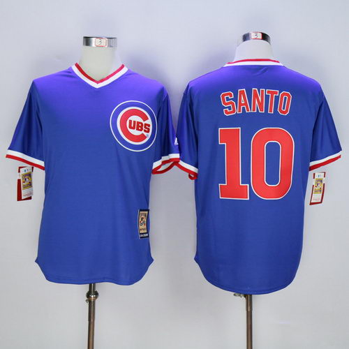 MLB Chicago Cubs 10 Ron Santo Blue Throwback Jersey