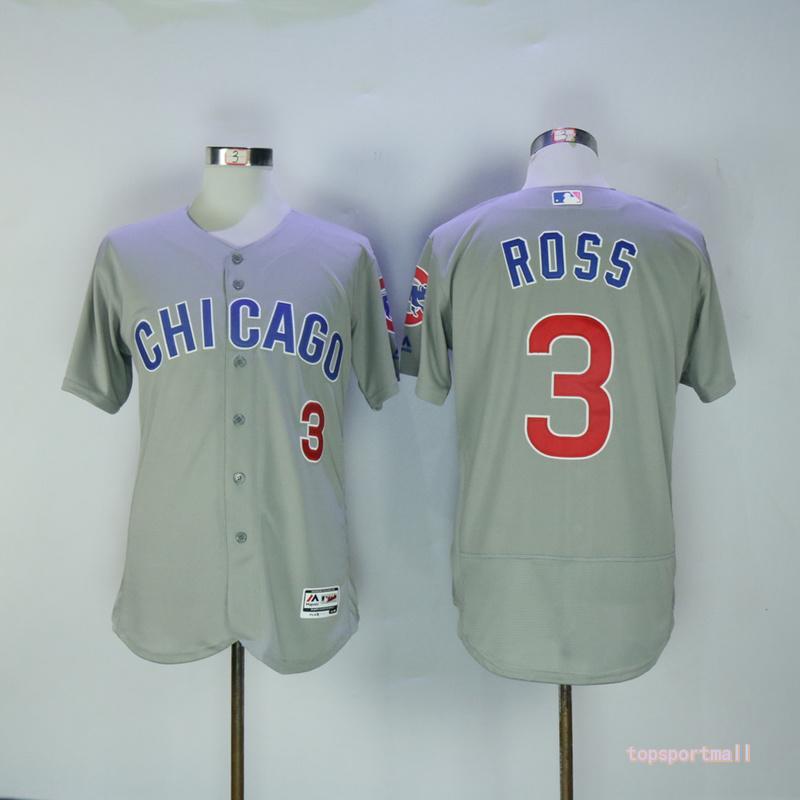 MLB Chicago Cubs 3 David Ross Gray Flexbase Baseball Jersey