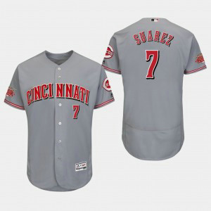 MLB Cincinnati Reds 7 Eugenio Suarez Grey FlexBase Men Jersey