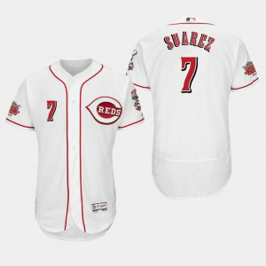 MLB Cincinnati Reds 7 Eugenio Suarez White FlexBase Men Jersey