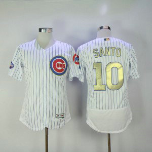 MLB Cubs 10 Ron Santo White 2017 Gold Program Flexbase Men Jersey