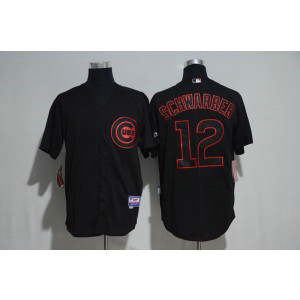 MLB Cubs 12 Kyle Schwarber Black Cool Base Men Jersey