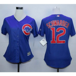 MLB Cubs 12 Kyle Schwarber Blue Alternate Women Jersey