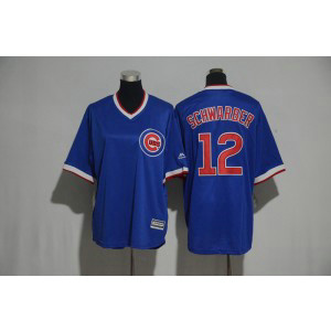 MLB Cubs 12 Kyle Schwarber Blue Cooperstown Cool Base Men Jersey