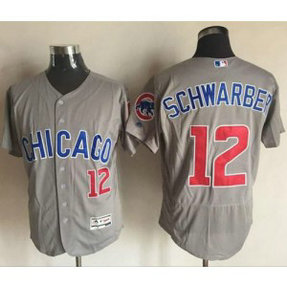 MLB Cubs 12 Kyle Schwarber Grey Flexbase Road Men Jersey