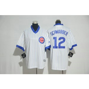 MLB Cubs 12 Kyle Schwarber White Cooperstown Cool Base Men Jersey