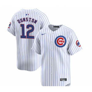 MLB Cubs 12 Shawon Dunston White Nike Cool Base Men Jersey
