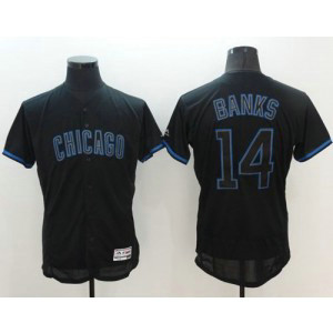 MLB Cubs 14 Ernie Banks Black Flexbase Men Jersey