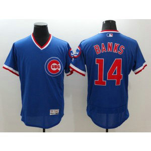 MLB Cubs 14 Ernie Banks Blue Cooperstown Flexbase Men Jersey