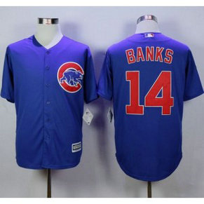 MLB Cubs 14 Ernie Banks Blue New Cool Base Men Jersey