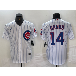MLB Cubs 14 Ernie Banks White Nike Cool Base Men Jersey