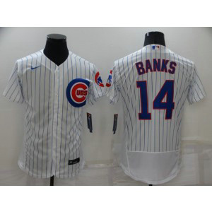 MLB Cubs 14 Ernie Banks White Nike Flexbase Men Jersey