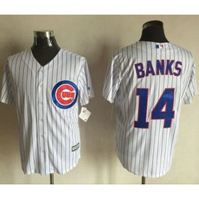 MLB Cubs 14 Ernie Banks White Strip New Cool Base Men Jersey