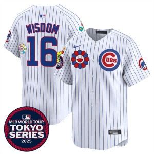 MLB Cubs 16 Patrick Wisdom White 2025 Tokyo Series Nike Cool Base Men Jersey