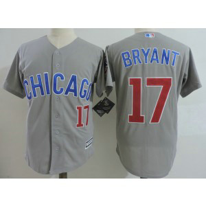 MLB Cubs 17 Kris Bryant Grey Cool Base Men Jersey