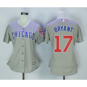 MLB Cubs 17 Kris Bryant Grey New Cool Base Women Jersey