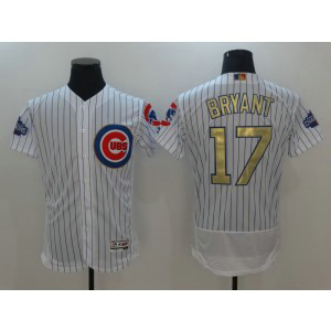 MLB Cubs 17 Kris Bryant White World Series Champions Gold Program Flexbase Men Jersey