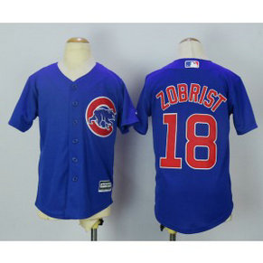 MLB Cubs 18 Ben Zobrist Blue New Cool Base Youth Jersey