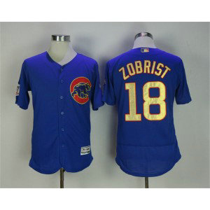 MLB Cubs 18 Ben Zobrist Blue World Series Champions Gold Program Flexbase Men Jersey