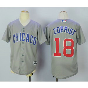 MLB Cubs 18 Ben Zobrist Grey New Cool Base Youth Jersey
