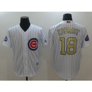 MLB Cubs 18 Ben Zobrist White World Series Champions Gold Program Cool Base Men Jersey