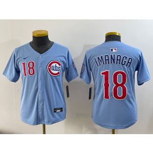 MLB Cubs 18 Imanaga Light Blue Nike Cool Base Youth Jersey
