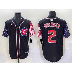 MLB Cubs 2 Hoernger Black USA Flag Nike Cool Base Men Jersey