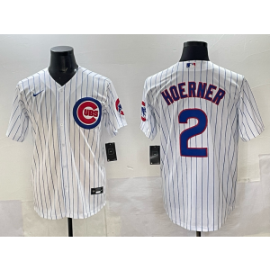 MLB Cubs 2 Hoernger White Nike Cool Base Men Jersey