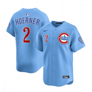 MLB Cubs 2 Nico Hoerner Blue 2024-25 Alternate Nike Cool Base Men Jersey