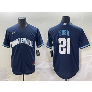MLB Cubs 21 Sosa Navy Nike Cool Base Men Jersey