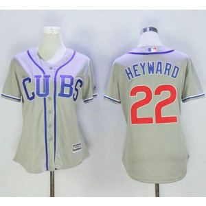 MLB Cubs 22 Jason Heyward Grey Alternate Road Women Jersey
