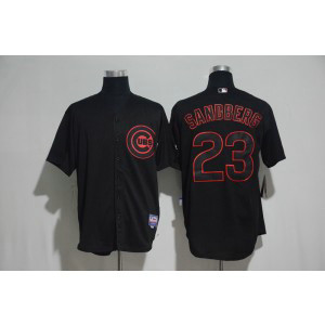 MLB Cubs 23 Ryne Sandberg Black Cool Base Men Jersey