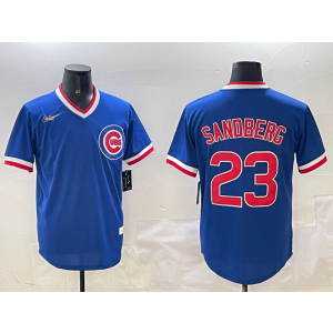 MLB Cubs 23 Ryne Sandberg Blue Nike Cool Base Men Jersey