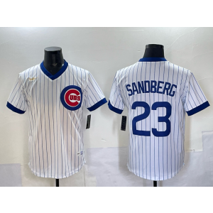 MLB Cubs 23 Ryne Sandberg White Throwback Men Jersey