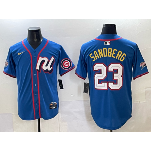 MLB Cubs 23 Sandberg Blue National League 2025 All Star Nike Cool Base Men Jersey