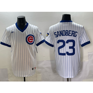 MLB Cubs 23 Sandberg White Nike Cool Base Men Jersey