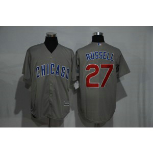 MLB Cubs 27 Addison Russell Grey New Cool Base Men Jersey1