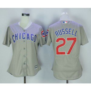 MLB Cubs 27 Addison Russell Grey New Cool Base Women Jersey
