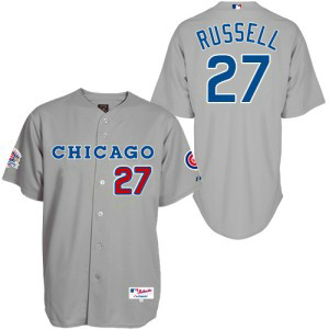 MLB Cubs 27 Addison Russell Grey Throwback Men Jersey